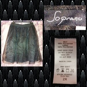 Soprano brand Black w/Double Crinoline Mesh Soft Woven A-Line Skirt 2X(16/18/20)